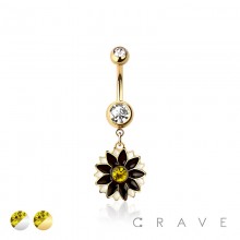 316L SURGICAL STEEL SUNFLOWER DANGLE BELLY BUTTON NAVEL RING  316L SURGICAL STEEL SUNFLOWER DANGLE BELLY BUTTON NAVEL RING